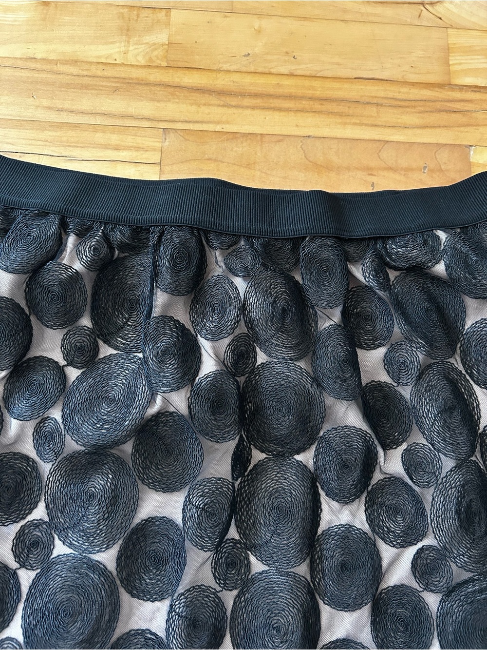 Lane Bryant Black Circle Appliqué A-Line Skirt - Picture 3 of 5
